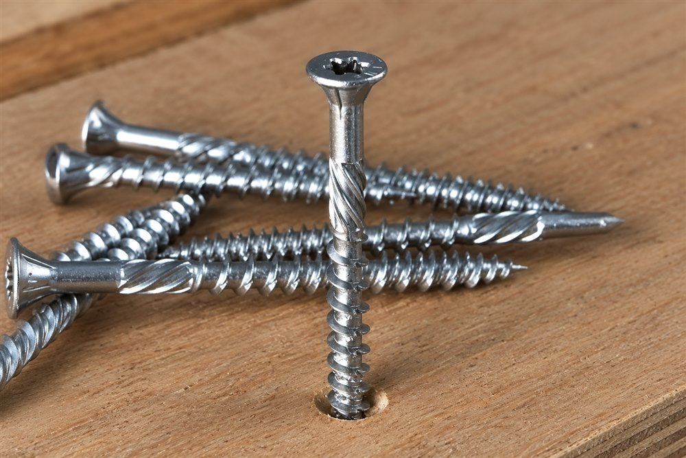 Close-up of one of the included mounting screws